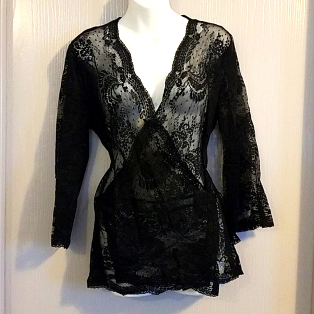 NEW Sheer black sexy ladies blouse size XL. NWOT